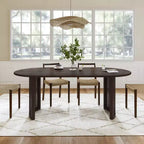 Tavolo da Pranzo Ovale 170 cm con Base in Rattan, Nero / Marrone / Trasparente, 6 Posti