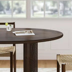 Tavolo da Pranzo Ovale 170 cm con Base in Rattan, Nero / Marrone / Trasparente, 6 Posti