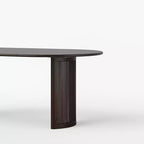 Tavolo da Pranzo Ovale 170 cm con Base in Rattan, Nero / Marrone / Trasparente, 6 Posti