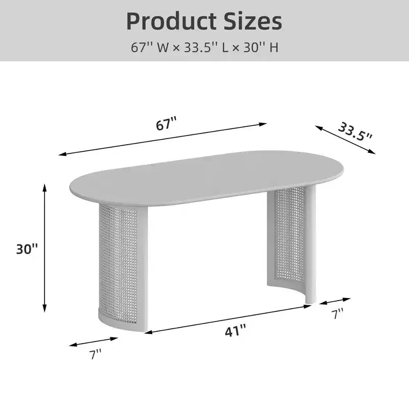 Tavolo da Pranzo Ovale 170 cm con Base in Rattan, Nero / Marrone / Trasparente, 6 Posti