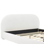 Letto imbottito con testiera curva in bouclé color crema / velluto verde, Queen/King, 2 persone