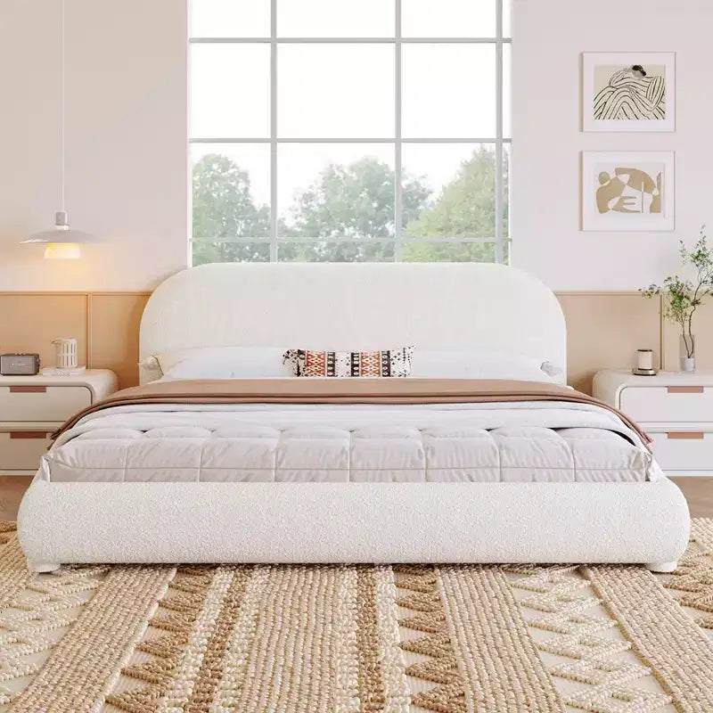 Christopher Knight Home Emilia Modern Upholstered Platform Bed with Curved Headboard