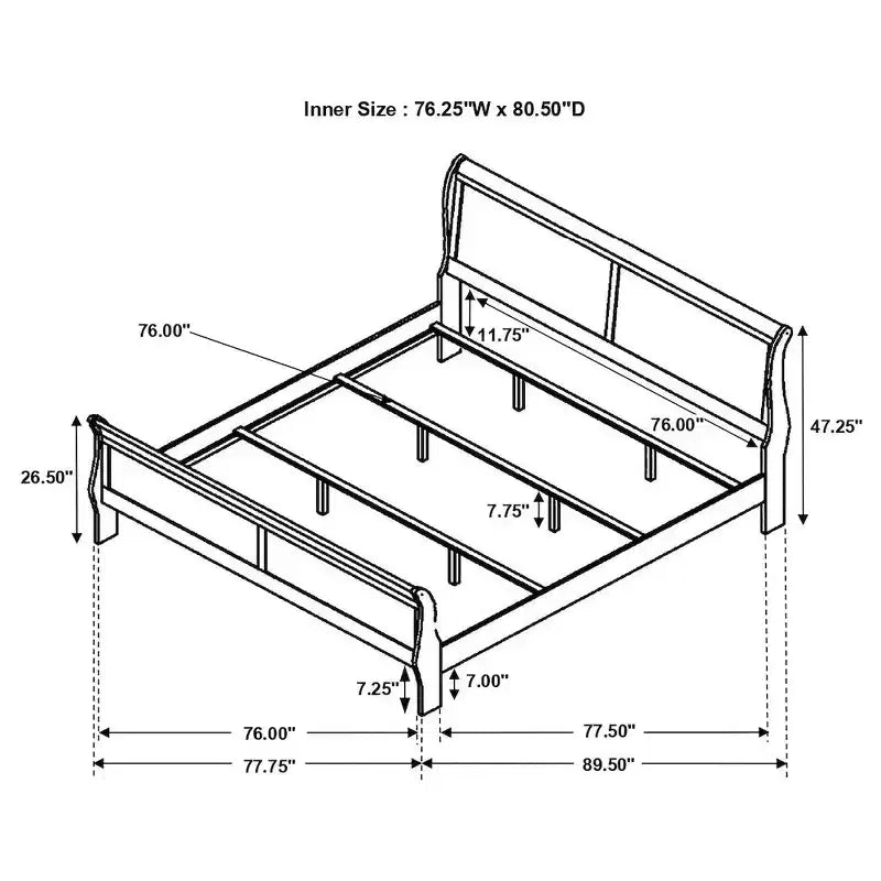 Letto a slitta Cappuccino Wood, King, per 1-2 persone