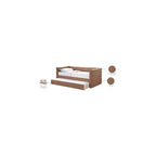 Daybed Gemello in Ecopelle Vegana Beige con Letto Estraibile, 2 Posti Letto