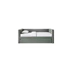 Daybed Gemello in Ecopelle Vegana Beige con Letto Estraibile, 2 Posti Letto