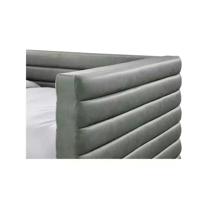 Daybed Gemello in Ecopelle Vegana Beige con Letto Estraibile, 2 Posti Letto