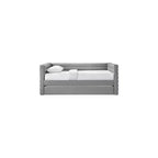 Daybed Gemello in Ecopelle Vegana Beige con Letto Estraibile, 2 Posti Letto