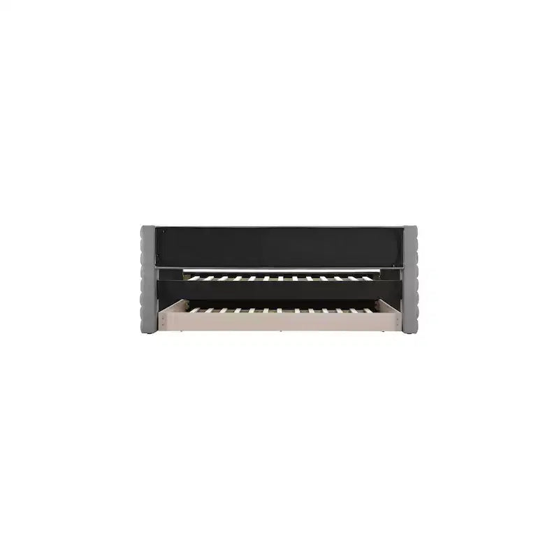 Daybed Gemello in Ecopelle Vegana Beige con Letto Estraibile, 2 Posti Letto