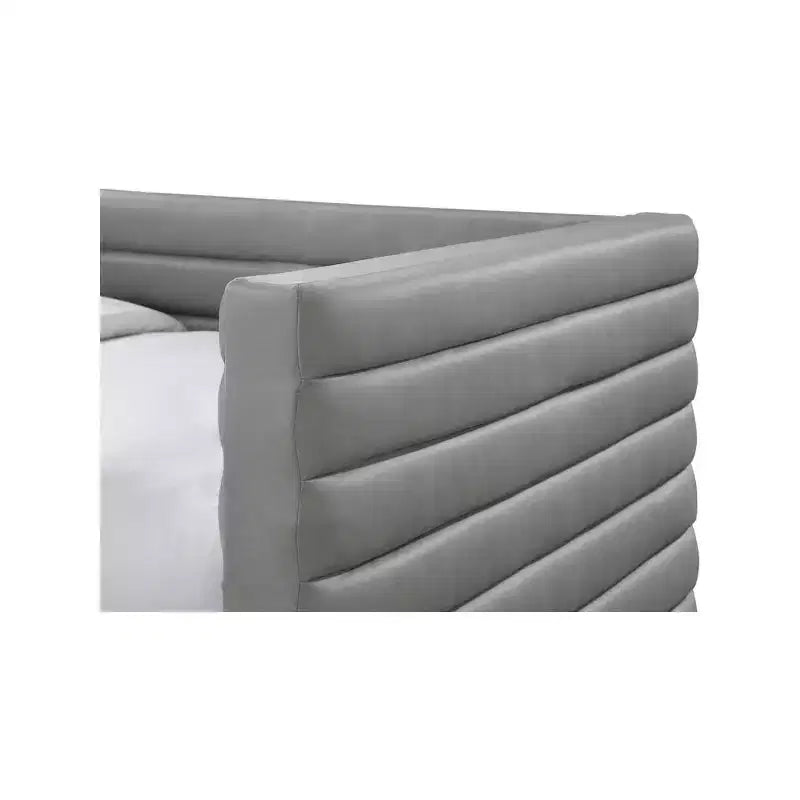 Daybed Gemello in Ecopelle Vegana Beige con Letto Estraibile, 2 Posti Letto