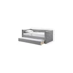 Daybed Gemello in Ecopelle Vegana Beige con Letto Estraibile, 2 Posti Letto