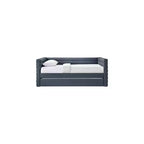Daybed Gemello in Ecopelle Vegana Beige con Letto Estraibile, 2 Posti Letto