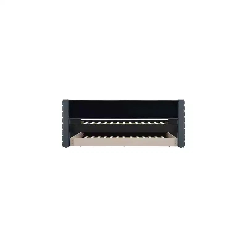 Daybed Gemello in Ecopelle Vegana Beige con Letto Estraibile, 2 Posti Letto