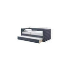 Daybed Gemello in Ecopelle Vegana Beige con Letto Estraibile, 2 Posti Letto