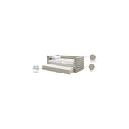 Daybed Gemello in Ecopelle Vegana Beige con Letto Estraibile, 2 Posti Letto
