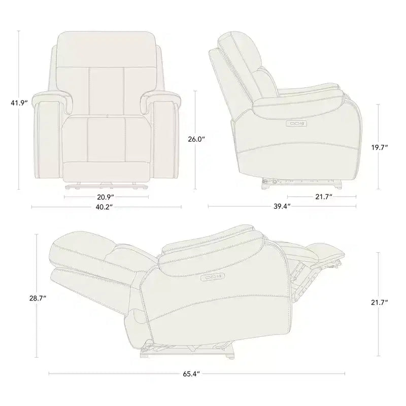 Poltrona reclinabile elettrica a gravità zero in pelle, seduta singola (marrone / grigio / cuoio)