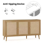 Credenza Buffet Nera / Naturale / Noce, Stile Anta in Rattan