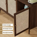 Credenza Buffet Nera / Naturale / Noce, Stile Anta in Rattan