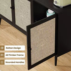 Credenza Buffet Nera / Naturale / Noce, Stile Anta in Rattan