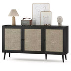 Credenza Buffet Nera / Naturale / Noce, Stile Anta in Rattan