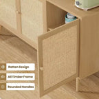 Credenza Buffet Nera / Naturale / Noce, Stile Anta in Rattan