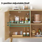 Credenza Buffet Nera / Naturale / Noce, Stile Anta in Rattan