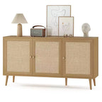 Credenza Buffet Nera / Naturale / Noce, Stile Anta in Rattan