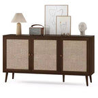 Credenza Buffet Nera / Naturale / Noce, Stile Anta in Rattan