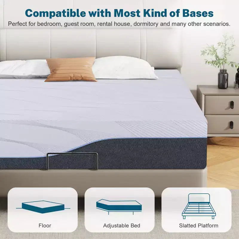 Materasso in memory foam rigido bianco/grigio, Twin XL / Full / Queen, 1–2 persone