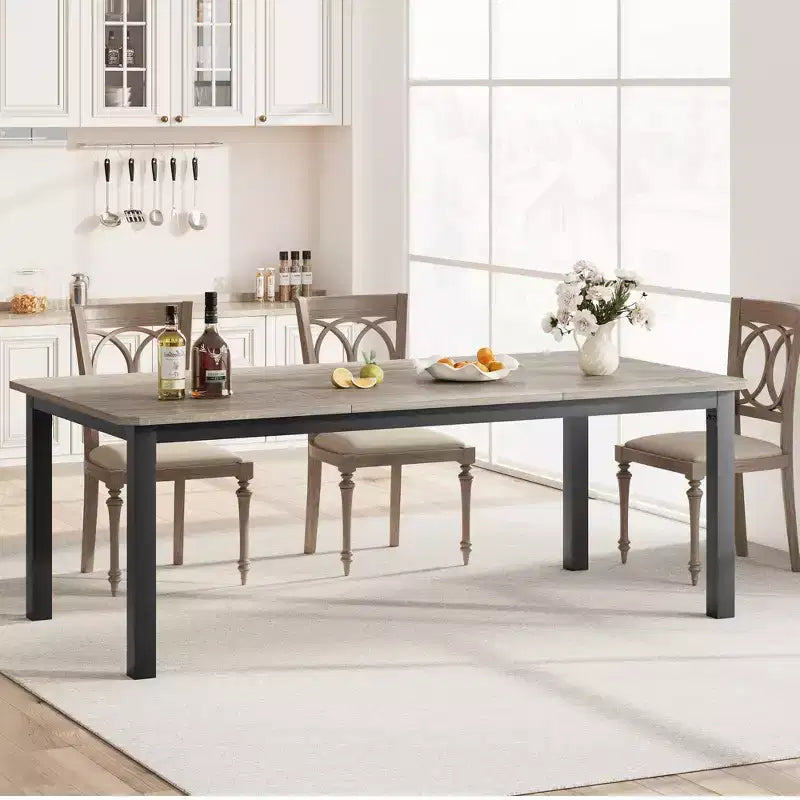Tavolo da pranzo rettangolare industriale nero/grigio, 6-8 posti