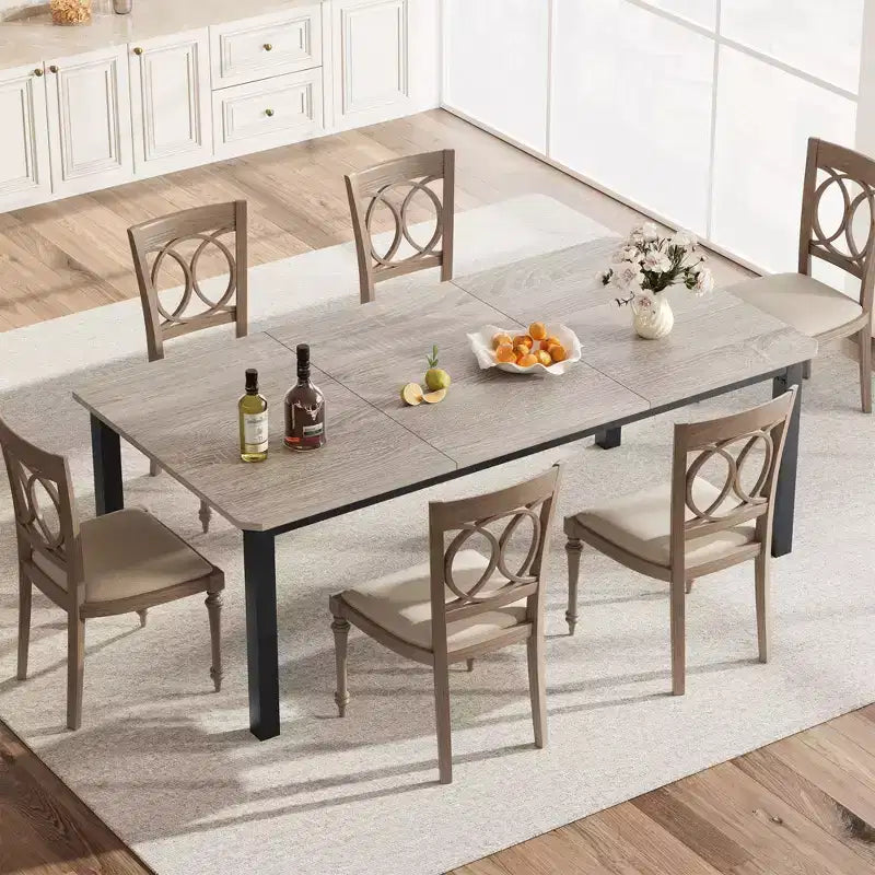 Tavolo da pranzo rettangolare industriale nero/grigio, 6-8 posti