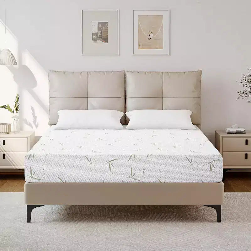 Bianco, arrotolabile, Queen — Materasso in memory foam con gel da 25,4 cm, rigidità media, rivestimento rinfrescante in bambù