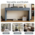 Tavolo Consolle da Fattoria da 55" con 2 Cassetti – Nero / Blu / Naturale