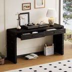 Tavolo Consolle da Fattoria da 55" con 2 Cassetti – Nero / Blu / Naturale