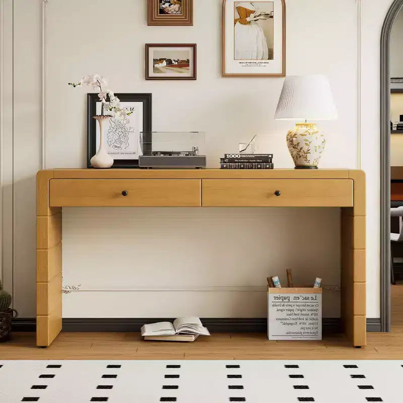 Tavolo Consolle da Fattoria da 55" con 2 Cassetti – Nero / Blu / Naturale