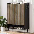 TruAIR Black 6-Tier Shoe Cabinet with 2 Doors - Large Entryway & Living Room Shoe Organizer with Hooks