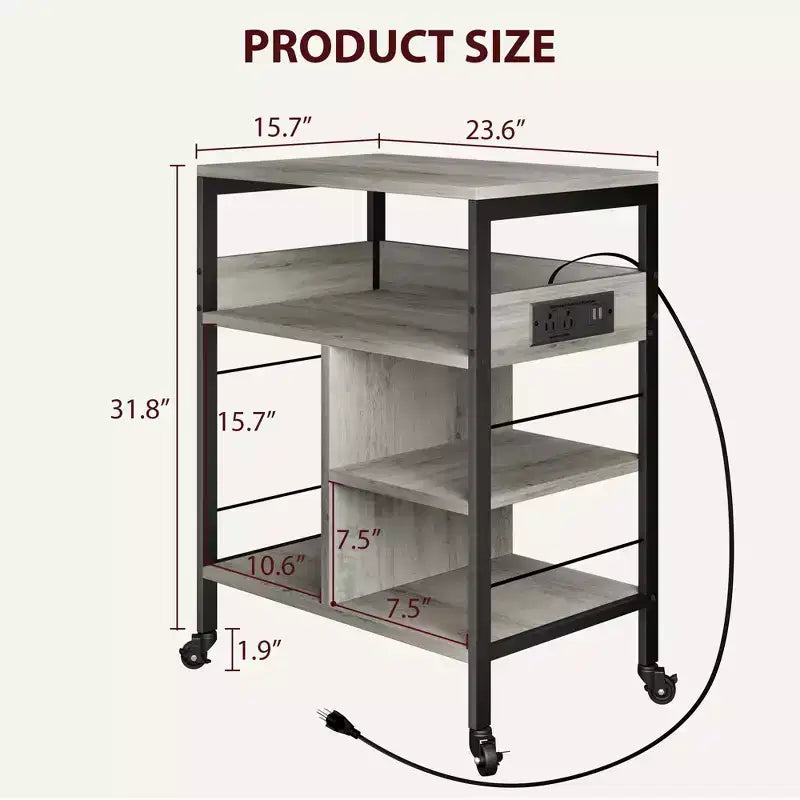 Carrello portaoggetti a 3 ripiani con ruote nero/grigio/color retrò, utente singolo