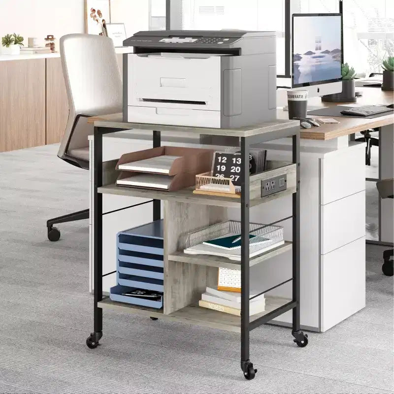 Carrello portaoggetti a 3 ripiani con ruote nero/grigio/color retrò, utente singolo