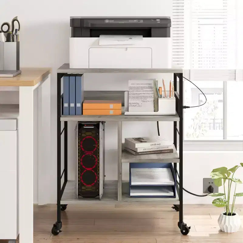Carrello portaoggetti a 3 ripiani con ruote nero/grigio/color retrò, utente singolo