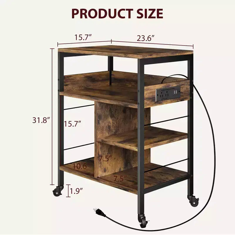Carrello portaoggetti a 3 ripiani con ruote nero/grigio/color retrò, utente singolo