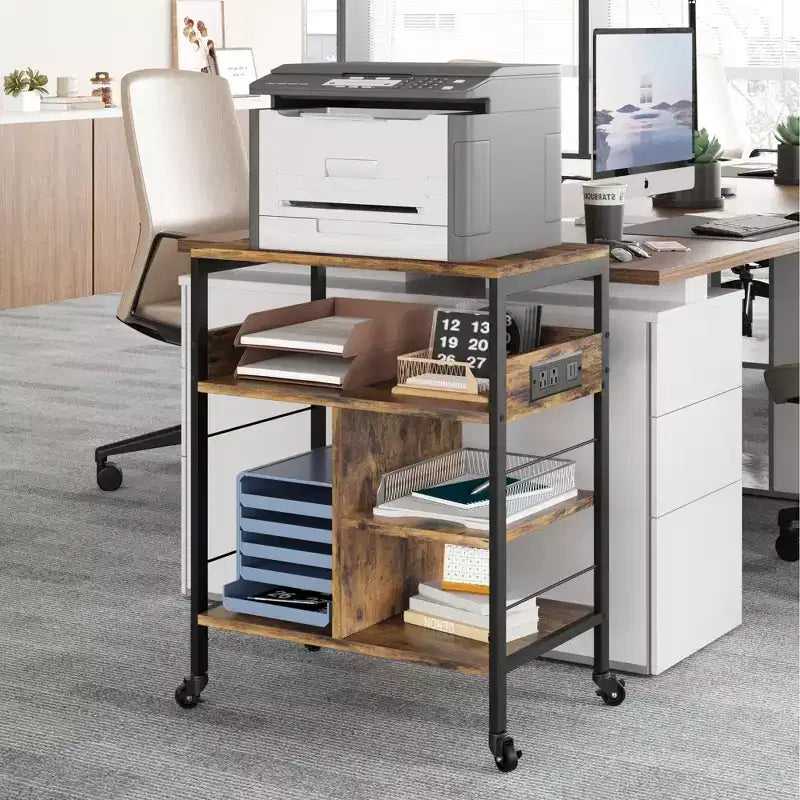 Carrello portaoggetti a 3 ripiani con ruote nero/grigio/color retrò, utente singolo