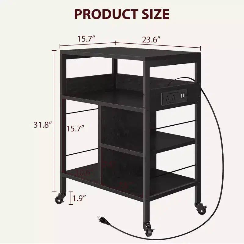 Carrello portaoggetti a 3 ripiani con ruote nero/grigio/color retrò, utente singolo