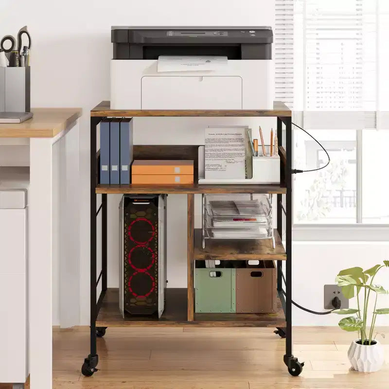 Carrello portaoggetti a 3 ripiani con ruote nero/grigio/color retrò, utente singolo