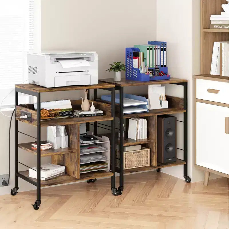 Carrello portaoggetti a 3 ripiani con ruote nero/grigio/color retrò, utente singolo
