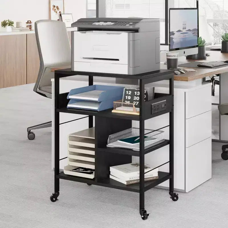 Carrello portaoggetti a 3 ripiani con ruote nero/grigio/color retrò, utente singolo