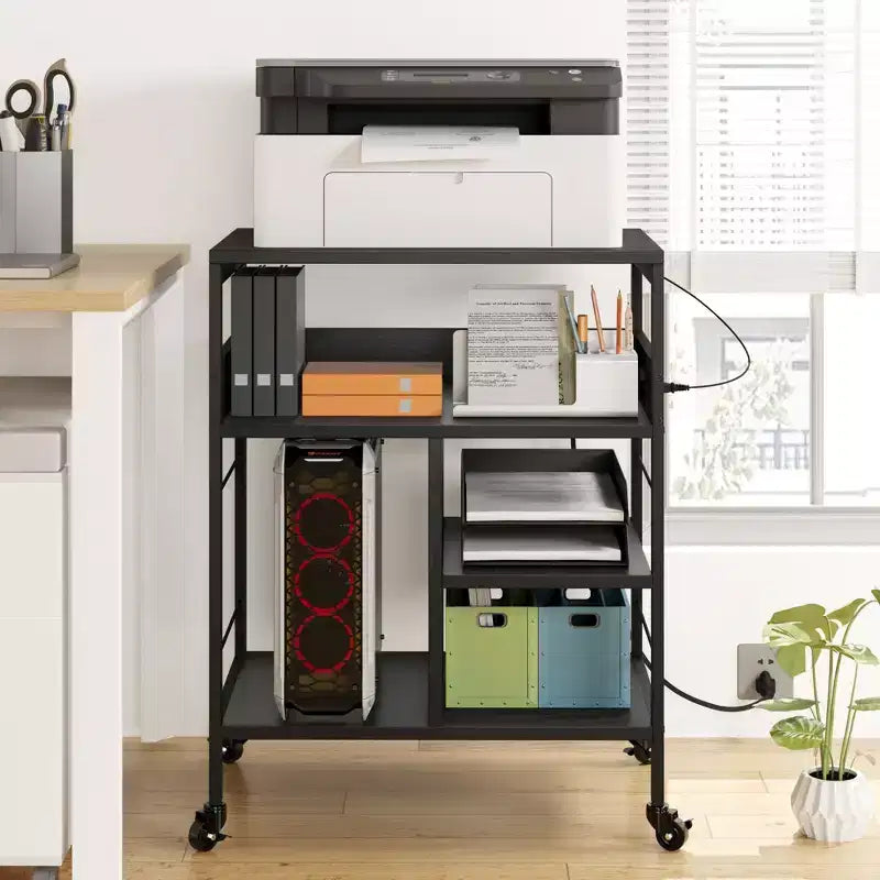 Carrello portaoggetti a 3 ripiani con ruote nero/grigio/color retrò, utente singolo