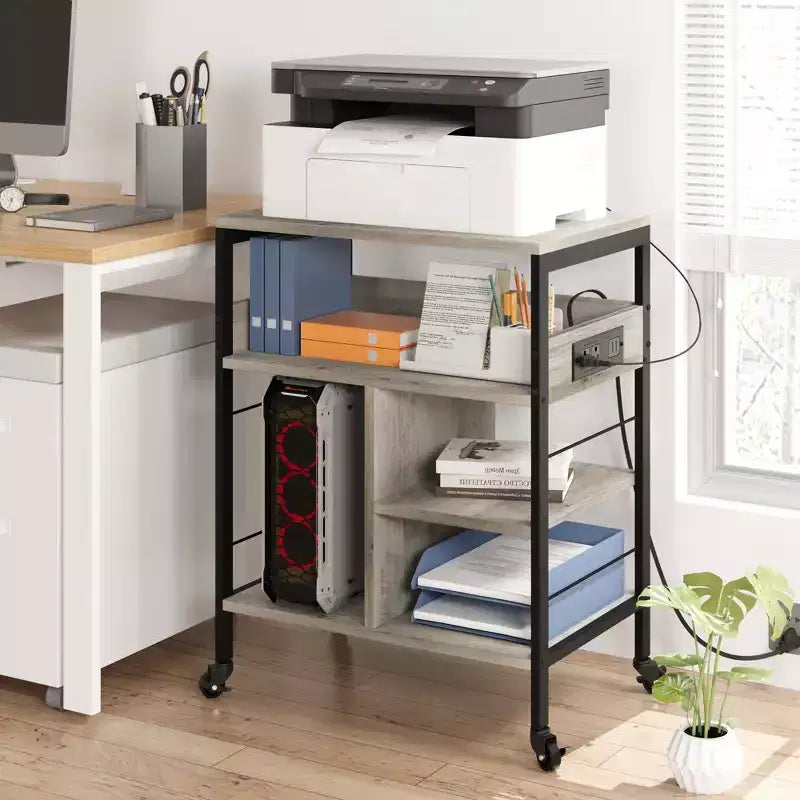 Carrello portaoggetti a 3 ripiani con ruote nero/grigio/color retrò, utente singolo