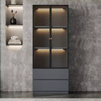 Vetrina espositiva in vetro illuminata grigia/bianca, stile moderno
