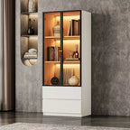Vetrina espositiva in vetro illuminata grigia/bianca, stile moderno