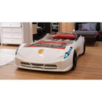 Letto a forma di auto da corsa singolo grigio/rosso/bianco, senza testata, plastica ABS, per 1 bambino