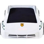 Letto a forma di auto da corsa singolo grigio/rosso/bianco, senza testata, plastica ABS, per 1 bambino